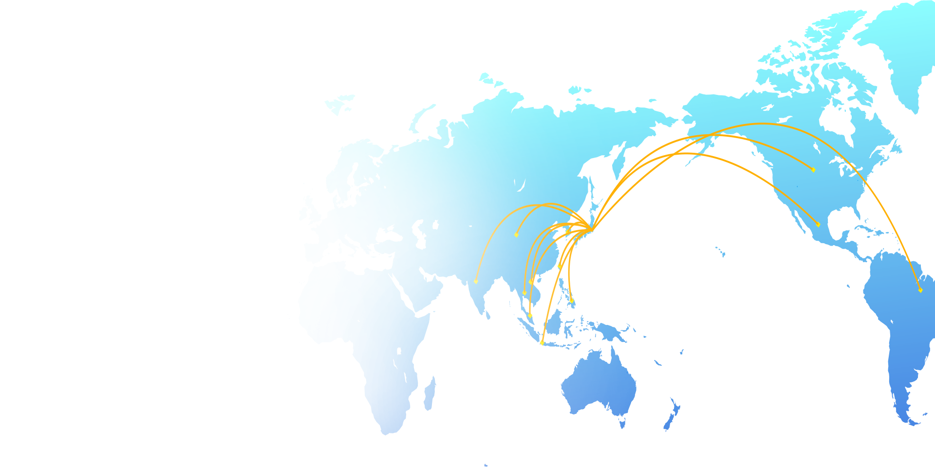 日本から世界各地へ活躍していることを表す画像